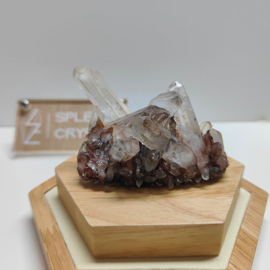 白水晶簇（紅底） White Quartz Crystal